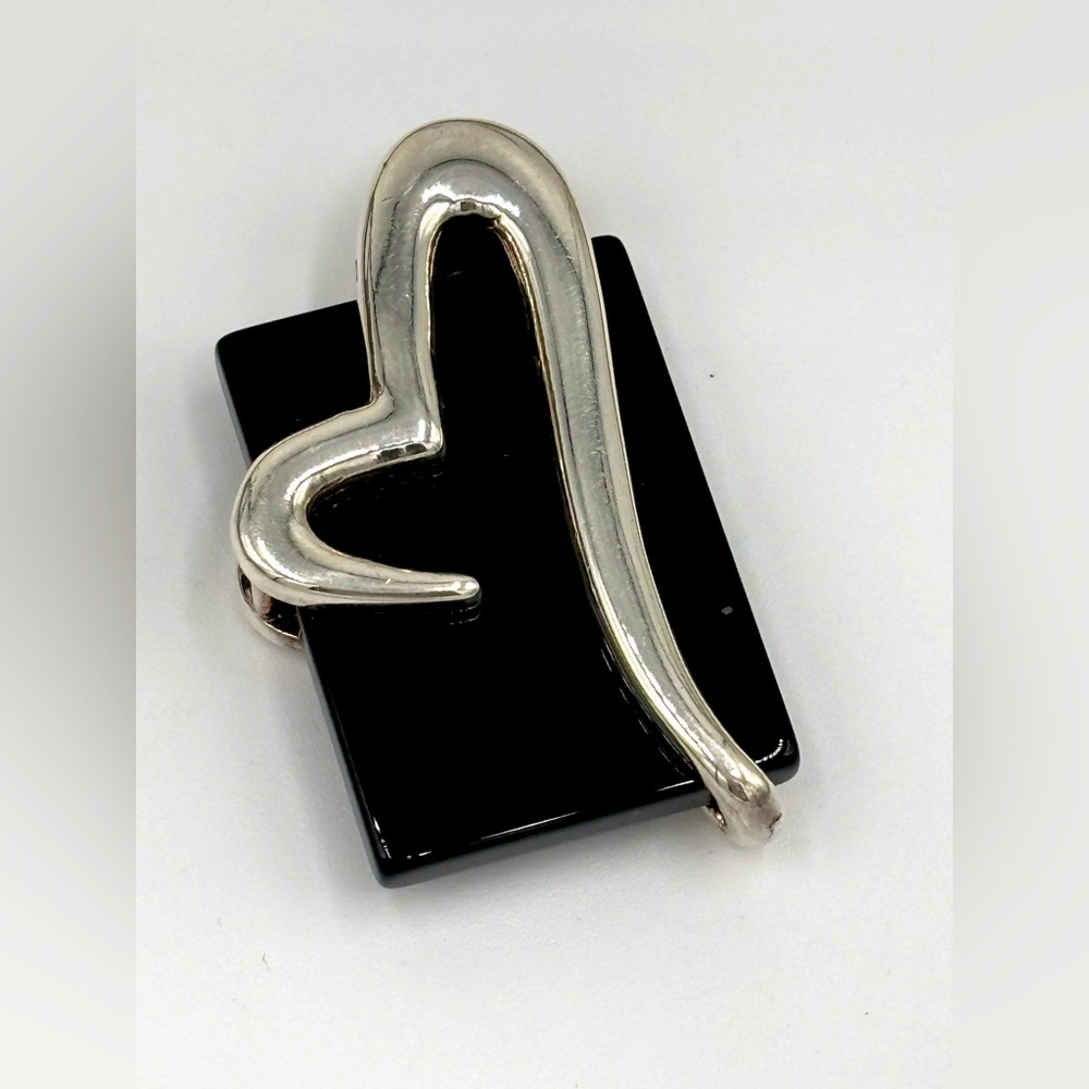 .925 Silver Heart on Black Onyx Pendant